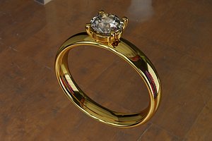 Simple ring with stone 3D