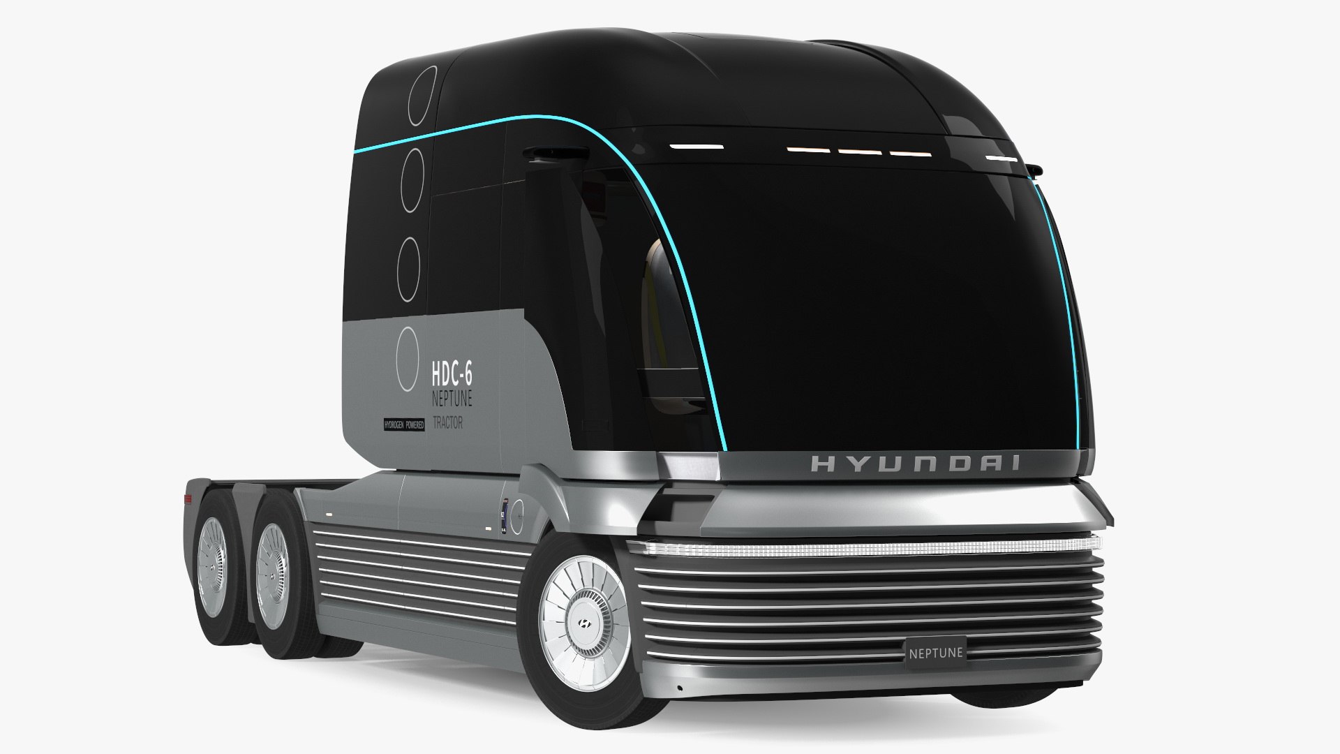 Heavy Duty Hydrogen Semi Truck Hyundai HDC-6 Neptune Rigged 3D model preview