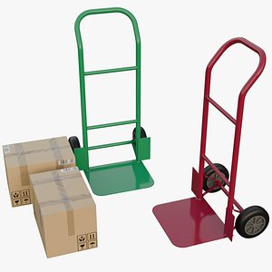3D Hand Truck And Boxes 5A