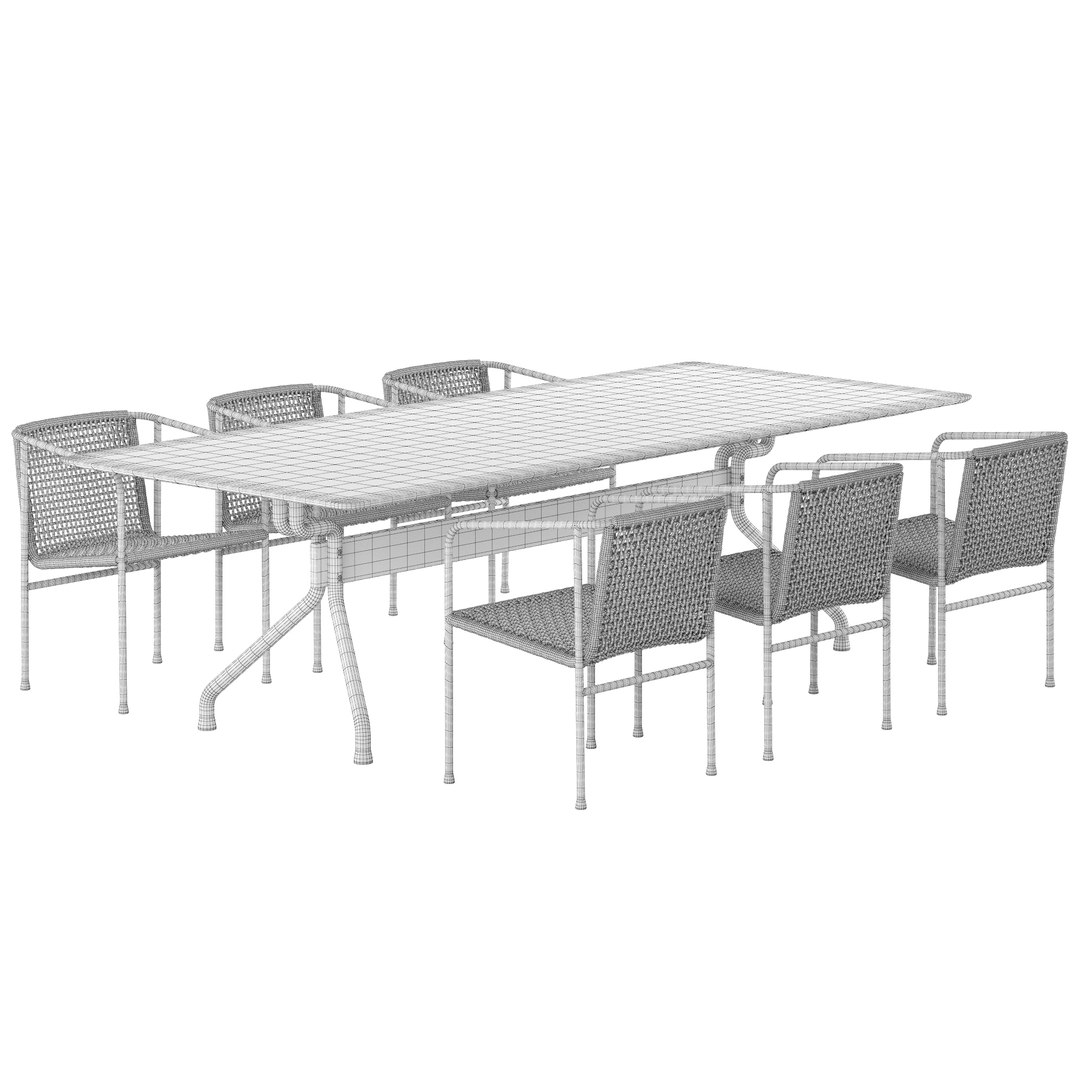 Flexform Ottavia chair Academy dining set 3D TurboSquid 1974726