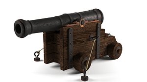 medieval vessel ship cannon 3D model