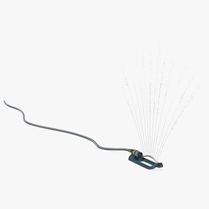 3D Rectangular Garden Sprinkler with Water Spray model