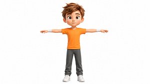 Stylized Cartoon Boy Character Rigged Animated Game Ready 3D