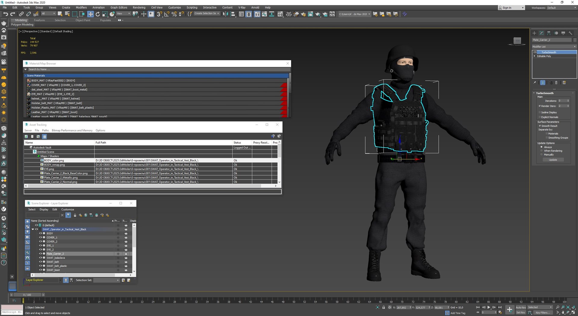 3D Model SWAT Operator In Tactical Vest Black - TurboSquid 2382920