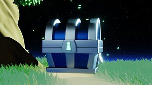 Stylized Treasure Chest Night Scene Animated Rigged