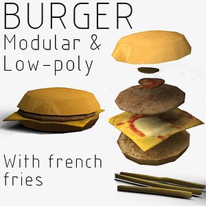 3D modular burger french fries model