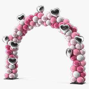 Wedding Balloon Arch with Silver Hearts 3D model