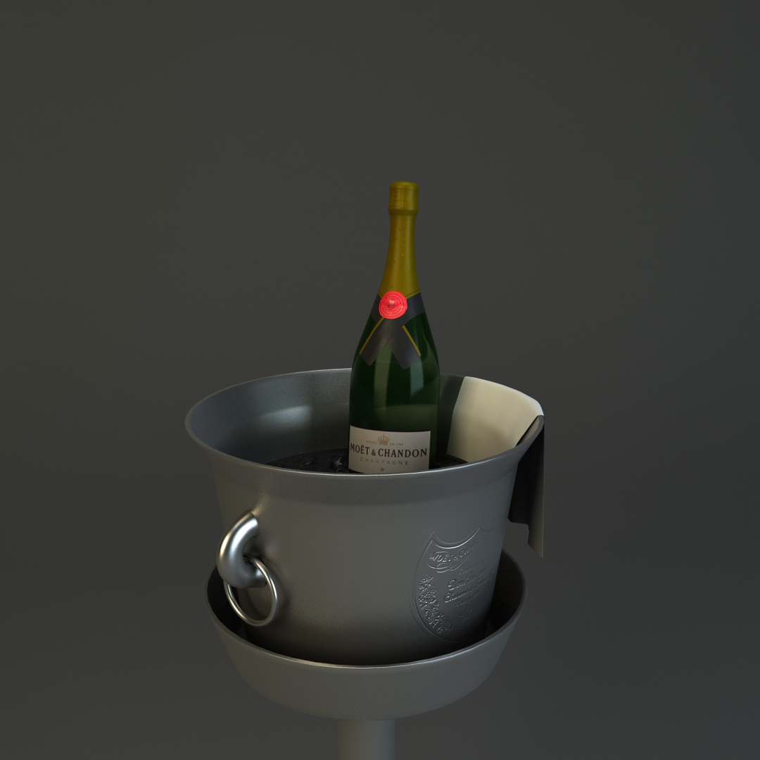 champagne bottle icing bucket 3d max