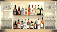 Liquor Bottles With Bar Unit Interior