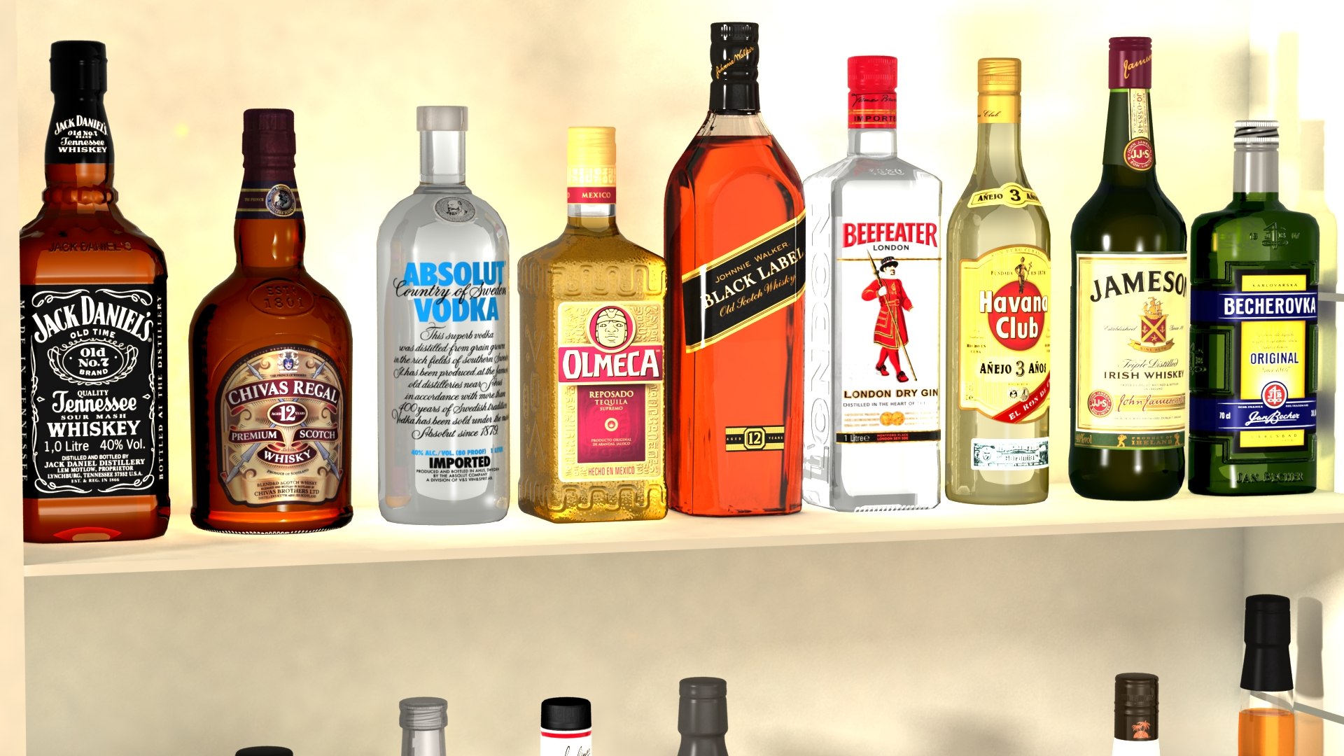 3d Liquor Bottles Bar Unit Model