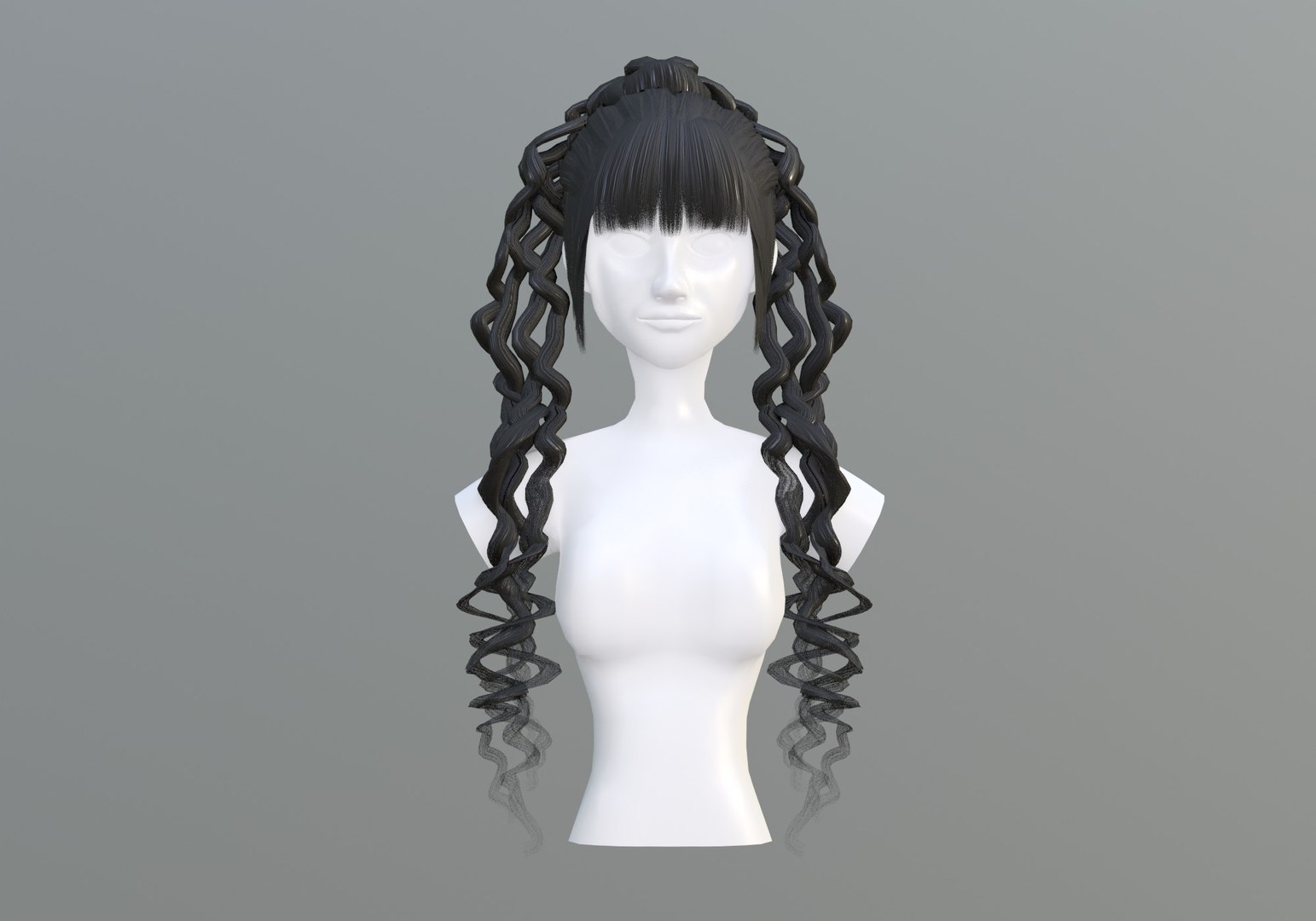 3D Model Curly Female Hair - TurboSquid 1944470