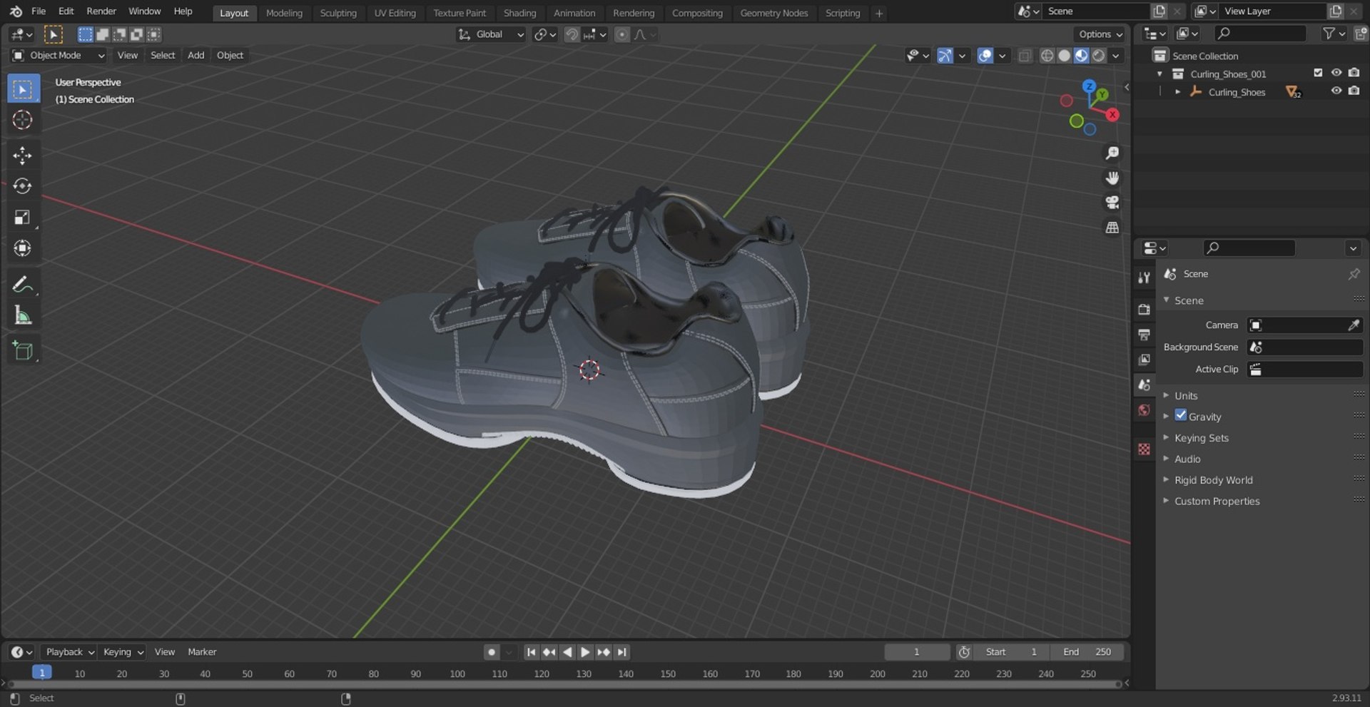 Curling Shoes 3D model preview