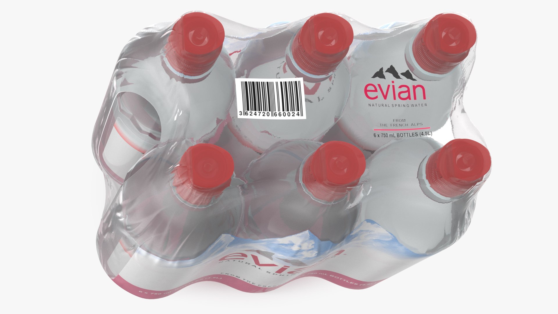 Evian mineralvatten 1L flaskförpackning 3D-modell $39 - .3ds