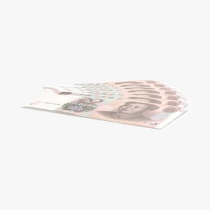 3D 20-yuan-note---fanned model