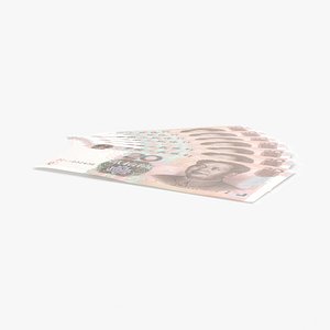 20 Yuan Note Fanned