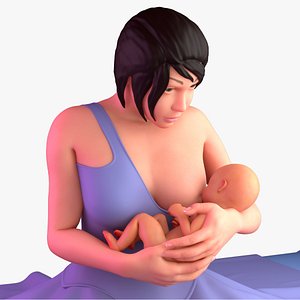 woman breastfeeding 3D model