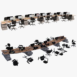 3D Damage and Clean Office Desk model