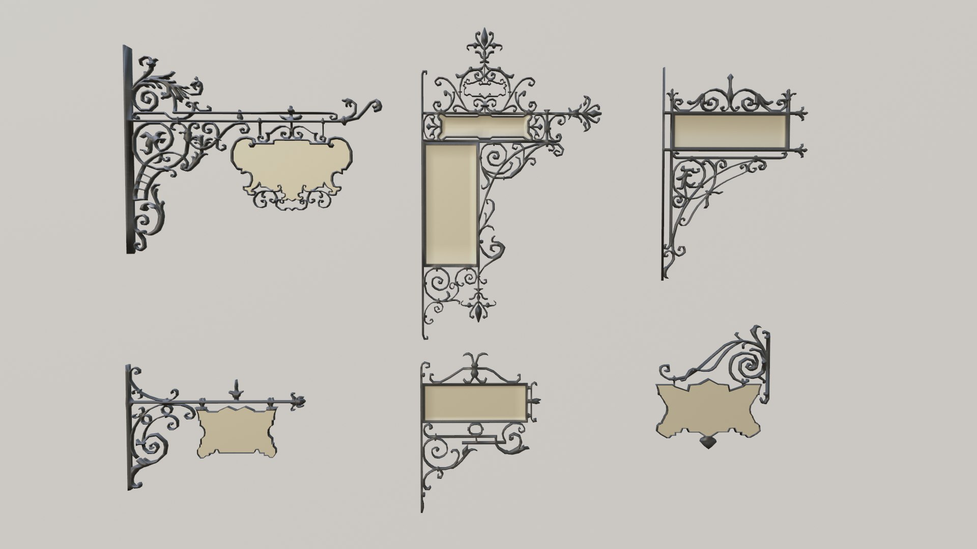 Wall Sign Asset Pack 3D model - TurboSquid 1927533