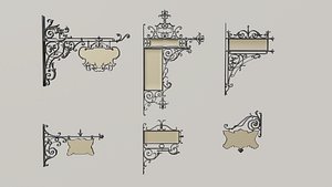 Wall Sign Asset Pack 3D model