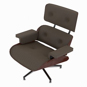 Eames Lounge Classic Chair Taupe Fabric Mahogany Details