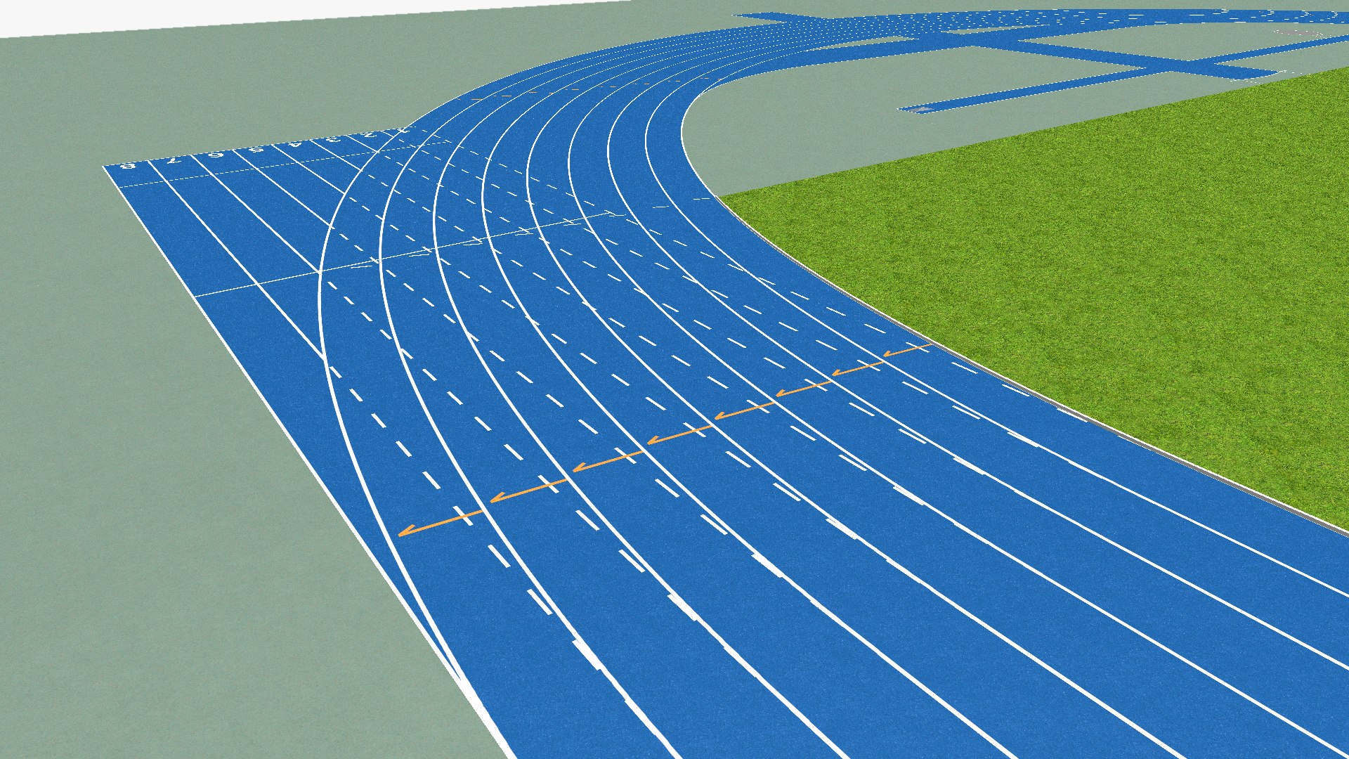Athletic Track And Sectors - Blue 3D Model - TurboSquid 2263091