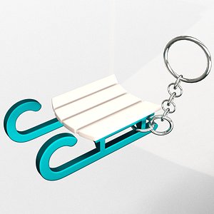 Mini Christmas Sleigh 04 Keychain 3D model