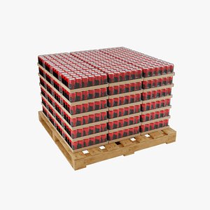 Wooden Pallet with Red Soda Cans model