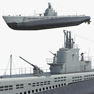 USS Drum SS-228 Submarine Rigged for Maya