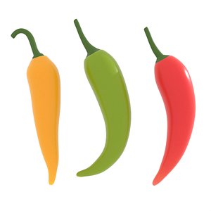 3D 3  Cartoon Jalapeno Peppers