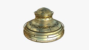 Alien Spaceship UFO F07 Gold - Sci Fi Spacecraft Design 3D