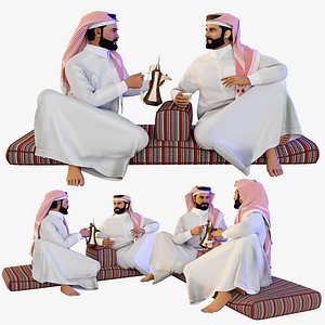 Arab Man Serving Qahwa Arabic Coffee 3D Model
