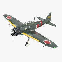 Mitsubishi A6M Zero Low-poly 3D model