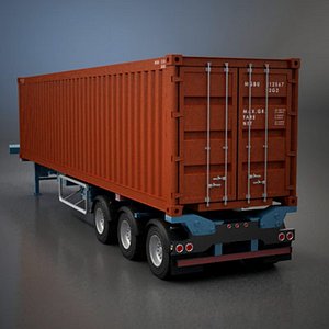 3ds max semi-trailer shipping container -