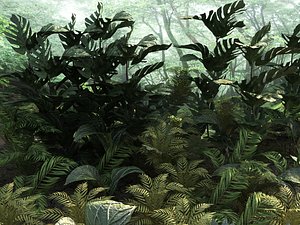 Set tropical plants 10 types Low-poly