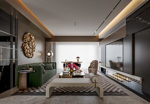 3D model Luxurious living and dining room