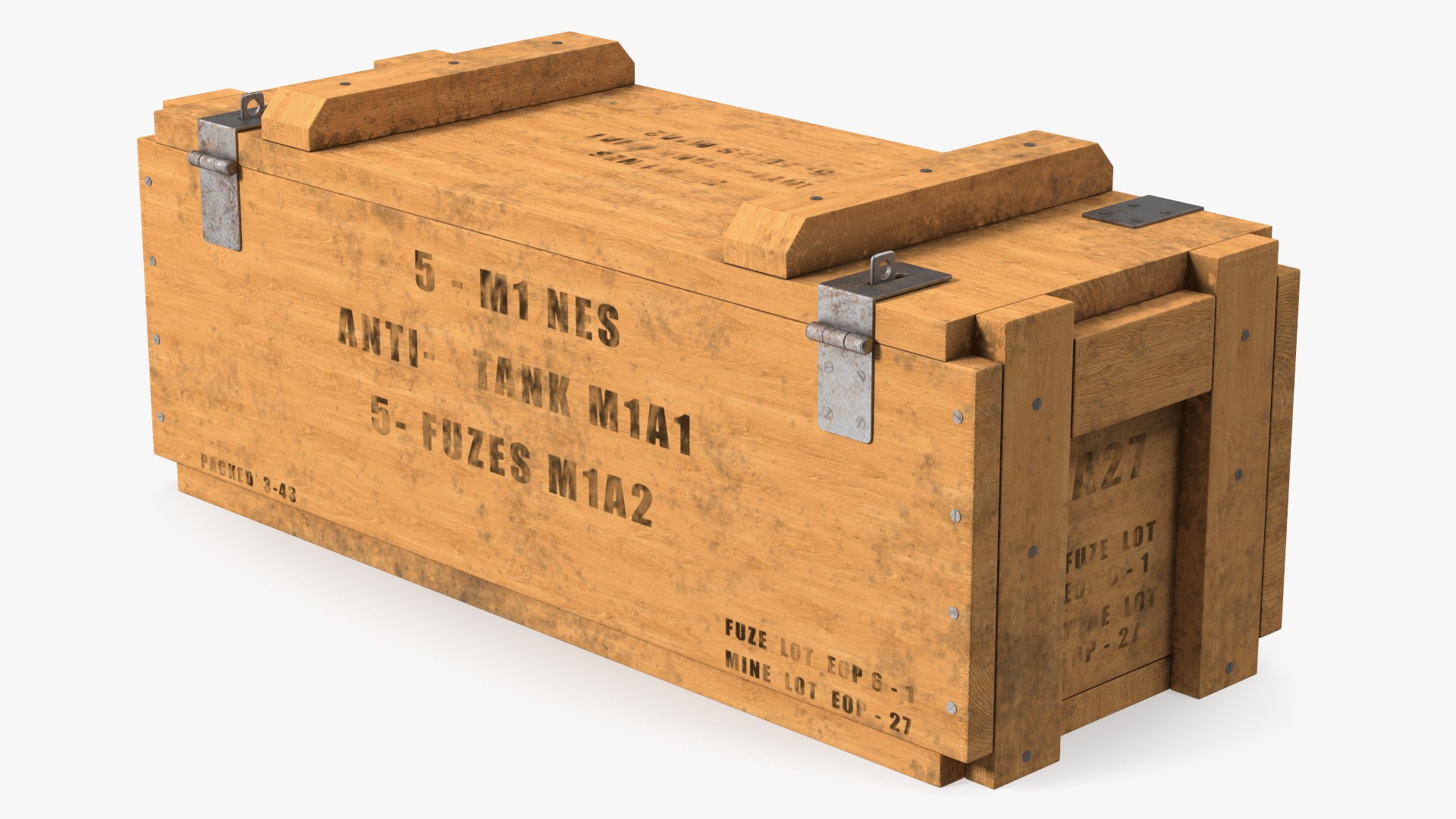 Military Wooden Ammo Crate 3D model preview