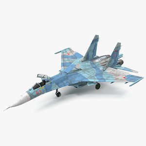 3D Su-27 Flanker Russian Fighter Aircraft Old Rigged for Maya model