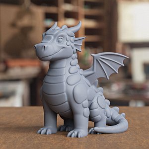 Stylized Cute Dragon Statue 3D Print 3D model