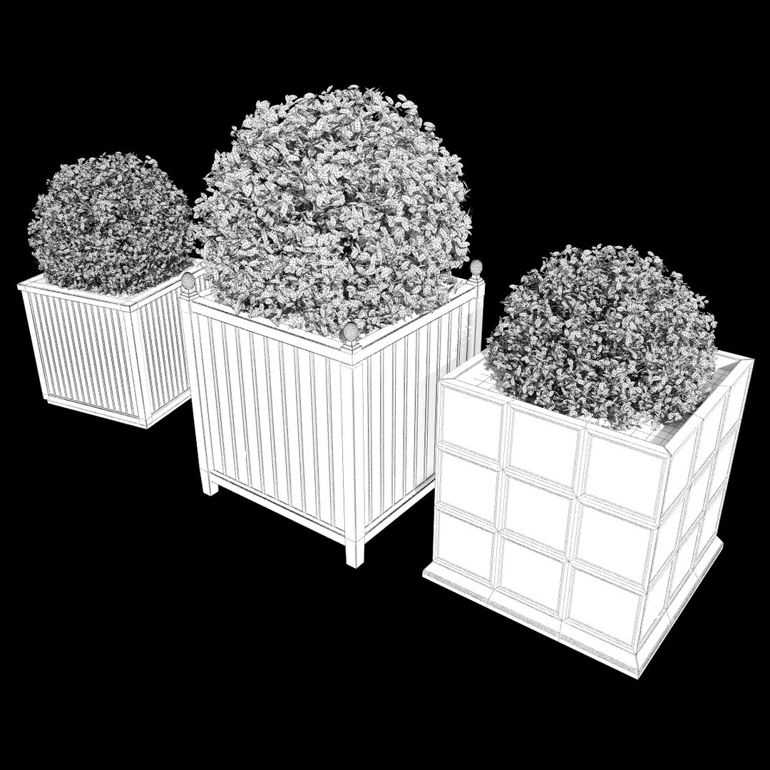 3d Model Bushes Boxes
