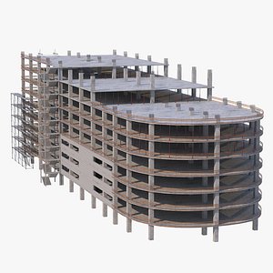 3D Construction Site with Scaffolding