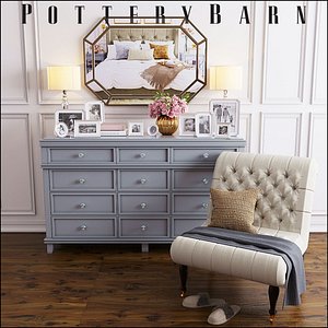 3D model pottery barn clara dresser