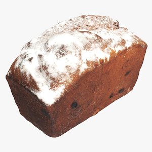Loaf cake with raisins 02 3D