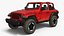 Jeep Wrangler Rock Climbing Vehicle Red Dirty Rigged for Cinema 4D