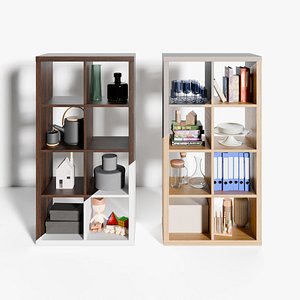 3D IKEA Kallax Shelf unit with decors