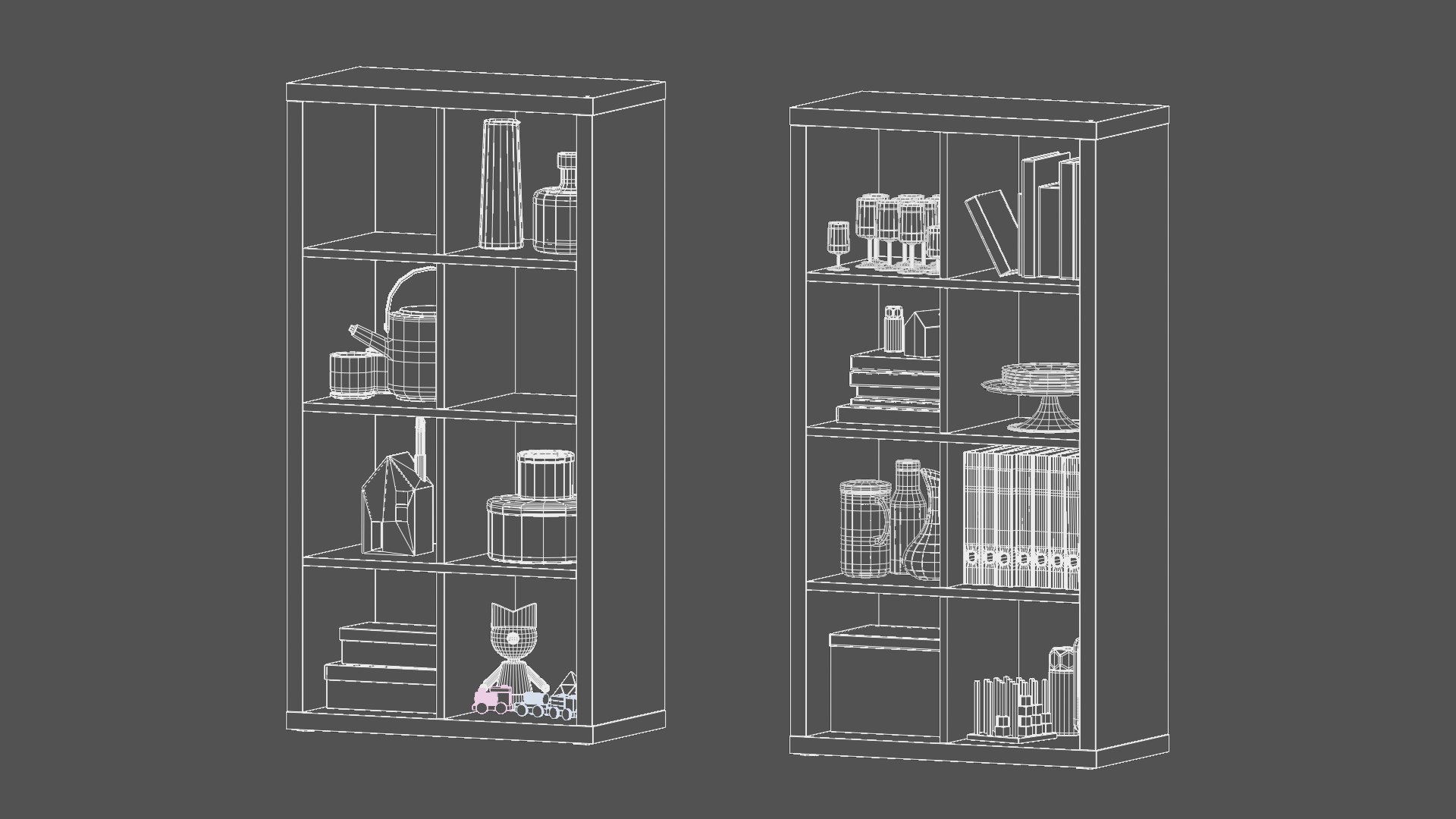 3D IKEA Kallax Shelf unit with decors https://p.turbosquid.com/ts-thumb/zq/ZsyYd4/Tj/wire1copy/png/1709442833/1920x1080/fit_q87/a2c0b2bb442d5d9ca25dbf95d623b0fcb68d35f9/wire1copy.jpg