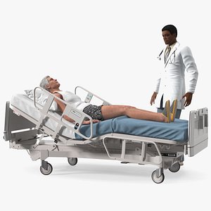 Patient on Hospital Bed 2 and Doctor 3D model