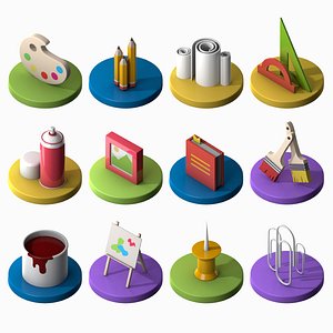 Design and art isometric icons Set