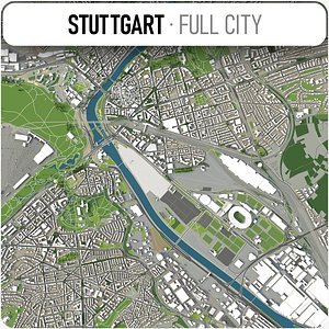 3D city stuttgart surrounding area
