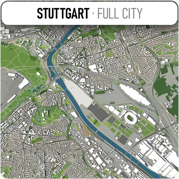 3D city stuttgart surrounding area