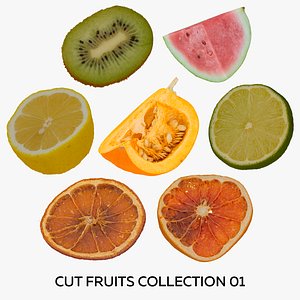 3D Cut Fruits Collection 01 - 7 models RAW Scans model